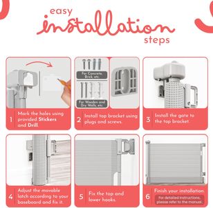 Dikots Retractable Stair Gate, White – Safety Barrier for Kids & Pets