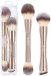 MAANGE Makeup Brushes Set 2PCS Foundation Makeup Brush Foundation Synthetic Cosmetic Tools Brushes Set Double Ended Makeup Brushes（Champagne）