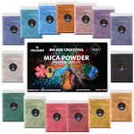 Mica Powder by Bik Bok Creations - 15 Mica Powder Colours Lightfast Intense and Inter-mixable, Perfect for Resin Projects, Soap and Candle Making