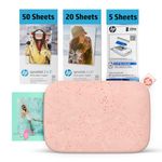 HP Sprocket 2x3 Instant Smartphone Photo Printer 75 Sheets Bundle - Bluetooth Portable Color Wireless Mobile Printer (Pink) Zink Sticky-Back Photos