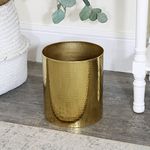 Melody Maison Metal Hammered Gold Storage Waste Bin, Wase Basket, Garbage Bin for Bathrooms, Bedrooms and Home Offices