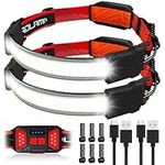 Headlamp Rechargeable 2 Pack,USB C Super Bright 1500Lumen Wide Beam Headlamp Flashlight,6 Modes LED Headlamp with Tail Red Light(Individual Control),Lightweight Waterproof Headlight