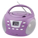 HANNLOMAX HX-332CD Portable CD Boombox, PLL FM Radio, Bluetooth, LCD Display, Aux-in, AC/DC Dual Power Source (Purple)