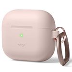 elago Silicone Case Compatible with AirPods 3 Case Cover - Karabiner Included, Supports Wireless Charging, Shock Resistant, Easily Cleaned, Full Protection (Sand Pink)