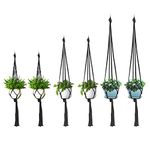 Macrame plant hanger, 6 Pack Black Indoor Outdoor Hanging Planter Flower Pot Basket Hanging Cotton Rope Handmade Wall Hanging Plant Holders (60cm *2, 80CM *2, 100cm*2)