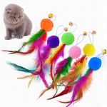 Sunkizzrs® Cat Toys - Interactive Toy Set with Retractable Teaser Wands and Feather Toys - Activity Toys to Exercise Cats and Kittens (Only 6 Feather Balls Replace Heads)