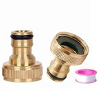 2 Pack Garden Hose Tap Connector - 3/4 inch Brass Female Threaded Tap Connector for Hosepipe, Threaded Faucet Adapter(set6)