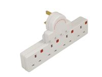 White 4 Way Plug-in Switched Extension Block