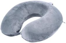 Far win Travel Pillow,100% Pure Memory Foam U Shaped Neck Pillow,Super Lightweight Portable Headrest Great for Airplane, Car,Home,Office,Sleeping (gray)