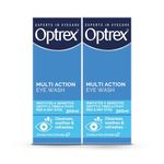 Optrex Multi-Action Eye Wash Solution, Suitable for Tired, Uncomfortable, Irritated Eyes, 300ml Optrex Eye Wash Solution (Pack of 2)