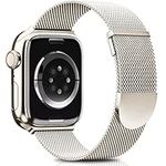 Higgs Upgraded Strap Compatible with Apple Watch Straps 41mm 40mm 38mm Women Men, Dual Magnetic Adjustable Replacement Band for iWatch Series 9 8 7 6 5 4 3 2 1 SE,Fashion Metal Strap Starlight