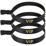 Wristrenyi 100 Pack VIP Cloth Event Wristband, Bronzing VIP, Color Wristbands Without Logo Resistant, Suitable for Lightweight Concert Wrist Strap for Activities, Parties(Black)