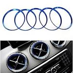 5 Pcs/Set Blue Mercedes Air Vent Air Conditioning Outlet Vent Ring Trim Cover compatible for Mercedes Benz A B CLA GLA CLA Class W176 W246 C117 X156 AMG 2012-2018 Class Cars (Blue)