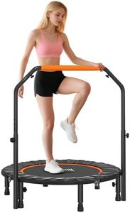 HOMCOM 40" Foldable Mini Trampoline, Fitness Rebounder Exercise Trampoline for Adults with U-Shaped Adjustable Foam Handle, for Home Workout, Indoor Outdoor Cardio Training, 150kg Capacity, Orange