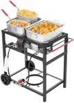 Deep Fryer with Double Burner Propane Stove Outdoor - 2-18QT Aluminum Pots & Frying Baskets- Perfect for fish fryers, Wings, Fries, Cajun Fry