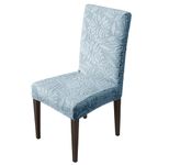 House of Quirk Stretchy Universal Camellia Jacquard Waterproof Chair Cover Removable & Washable Short Dining Chair Cover Protector Seat Slipcover (Light Blue,Pack of 1)