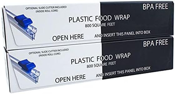 Plastic Food Wrap- 1600 SQ. FT. (2 Pack of 800 Sq. Ft.) BPA-Free, Optional Slide Cutter Included, Extra Cling And No Mess