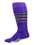 Dugout 3 Stripe Softball Socks (Purple/Black/White, Small)