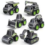 DEUSON ECOM Unbreakable Construction Set of 6 Toys Engineering Construction Vehicle for Children Kids Crane Excavator Road Roller Forklift Mixer Truck Transporter Dumper