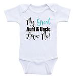 Great Aunt Uncle Baby Clothes My Great Aunt and Uncle Love Me Baby Onesies (3mo-Short Sleeve, Seafoam Text)