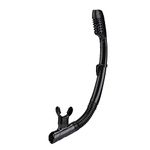 AQUA A DIVE SPORTS Dry Snorkel Easy Breath Diving Snorkel for Snorkeling Scuba Diving Freediving Swimming with Top Dry Valve and Food Grade Silicone Mouthpiece for Adult Youth (All Black)