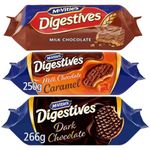 Digestives Bundle with Milk Chocolate Caramel Digestives 250g, Dark Chocolate Digestives 266g and Milk Chocolate Digestives 266g (3 Pack)