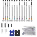 13Pcs Watch Screwdriver Set, Watchmakers Screwdrivers Precision Screwdriver Set for Watch Eyeglasses Clocks Jewelry Repair, with 13Pcs Screwdriver Replacement Heads + 2Pcs Magnetizer