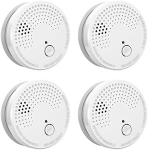 4 Pack Smoke Detector Fire Alarms 9V Battery Operated Photoelectric Sensor Smoke Alarms Easy to Install with Light Sound Warning, Test Button,9V Battery Included Fire Safety for Home Hotel(912-4)