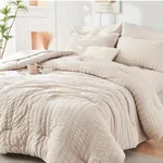HYMOKEGE Beige Queen Comforter Set 