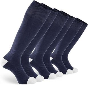GRAPMKTG 3 Pack Soccer Socks for Men Youth and Women Baseball Softball Football Socks for Adult Knee High Tube Navy Blue Large