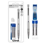 Uniball Kuru Toga Elite - Mechanical Pencil Starter Kit - Silver Barrel, 0.5mm Tip, 60 Lead Refills, and 5 Pencil Eraser Refills, HB #2 - Office & School Supplies, School Pens, Drafting(Pack of 1)