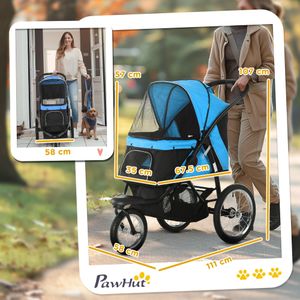 PawHut Dog Stroller – Blue Pet Carrier with Foldable Design