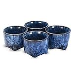 Whole Housewares Sake Set - Traditional Japanese Ceramic Sake Glasses - Set of 4, 2.0 oz Sake Glasses with 1 Serving Bottle - Drink Gift Essentials - Dishwasher Safe - Blue