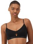 Hanes Originals Women's Supersoft Scoop Cut-Out Crop Bralette, Black, Size 2X