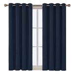 Deconovo Blackout Curtains for Living Room, Room Darkening Curtain Panel for Bedroom, Thermal Insulated Window Curtain, 1 Panel, Navy Blue, 52 W x 63 L Inch Long Curtain