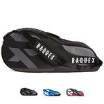 Raquex Tennis Bag - Racket Bag for Tennis, Badminton & Squash Racquets. Blue, Black or Magenta. Badminton Bag, Holds up to 6 Racquets + Accessories + Trainers (Black)