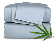 Pure Bamboo Sheets Short Queen Size Bed Sheets 4pc Set for RV Camper (60"x75") - Genuine 100% Organic Bamboo, Soft & Cooling, 16" Deep Pockets, Lifetime Quality Promise (Short Queen, Sterling Blue)