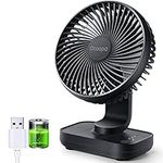 OCOOPA Small Desk Fan, 4000mAh Rechargeable USB Fan Battery Operated, 4 Speeds, 5'' Portable Table Fan with Strong Airflow Quiet, Detachable Grille, Mini Desktop Fan(Blue)