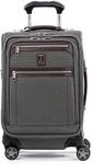 Travelpro Platinum Elite Softside Expandable Luggage, 8 Wheel Spinner Suitcase, USB Port, Fits up to 15" Laptop, Men and Women, Business Plus, Vintage Grey, Carry-On 20-Inch, Platinum Elite Softside