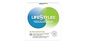 LifeStyles Ultra-Sensitive Condoms – 36 Count – Natural-Feeling, Lubricated Latex Condoms