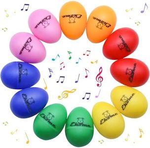 Ehome Plastic Egg Shakers 12Pcs, Musical Maracas Percussion Instrument, 6 Colors Easter Eggs Music Learning Toys for Kids Birthday Halloween Christmas Gift