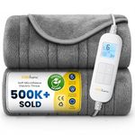 Cosi Home® Luxury Heated Throw - Electric Blanket - Extra Large Heated Blanket, Machine Washable Fleece with Digital Remote, 10hr Timer and 10 Heat Settings (Grey)