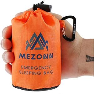 Mezonn PE Emergency Sleeping Bag Survival Bivy Sack- Use as Emergency Space Blanket, Lightweight Sleeping Bag, Survival Gear for Outdoor, Hiking, Camping - Includes Nylon Sack with Carabiner