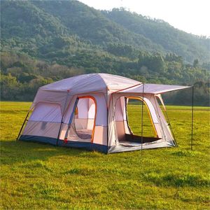 GRASS FUN 14.1ft x 10ft x 6.58ft (4.3m x 3m x 2m) Extra Large Tent 10-12 Person(B),Family Cabin Tents,2 Rooms,Straight Wall,Waterproof,Double Layer,Big Tent for Outdoor,Picnic,Camping,Family Gathering