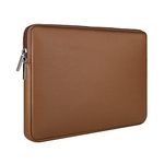 RAINYEAR 11 Inch Laptop Sleeve Soft PU Leather Case Protective Water Resistant Zipper Cover Padded Carrying Bag Compatible with 11.6 MacBook Air Surface for 11" Chromebook Notebook Computer(Brown)