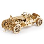 ROKR Car Wooden Model kit For Adult - 3D Puzzle Model Building Kits - Christmas Birthday Gifts For Teens and Adults (Grand Prix Car)