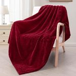 Exclusivo Mezcla Fleece Throw Blanket Extra Large, Super Soft and Warm Blankets for Couch, Sofa and Bed Waffle Textured, Cozy, Fuzzy and Lightweight (Deep Red, 50x70 Inches)