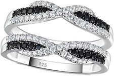 SHELOVES Ring Enhancer for Engagement Rings Black White Cubic Zirconia Wedding Bands 925 Sterling Silver Sz 8