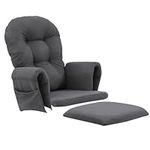 Glider Rocker Replacement Cushions, 5PCS Velvet Glider Rocking Chair Cushions with Storage Pocket, Washable Glider Cushions Replacement Set for Use in Glider Rocking Chai (Color : Dark Gray)