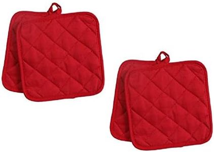 Pack of Four (4) Red Home Store Cotton Pot Holders (2 Sets of 2) (2, Red) Reluen